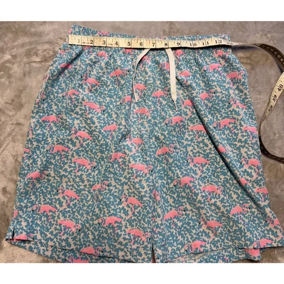 Chubbies Flamingo Print Blue Pink Swim Surf Board Shorts W/Pockets Size Medium - Picture 7 of 8